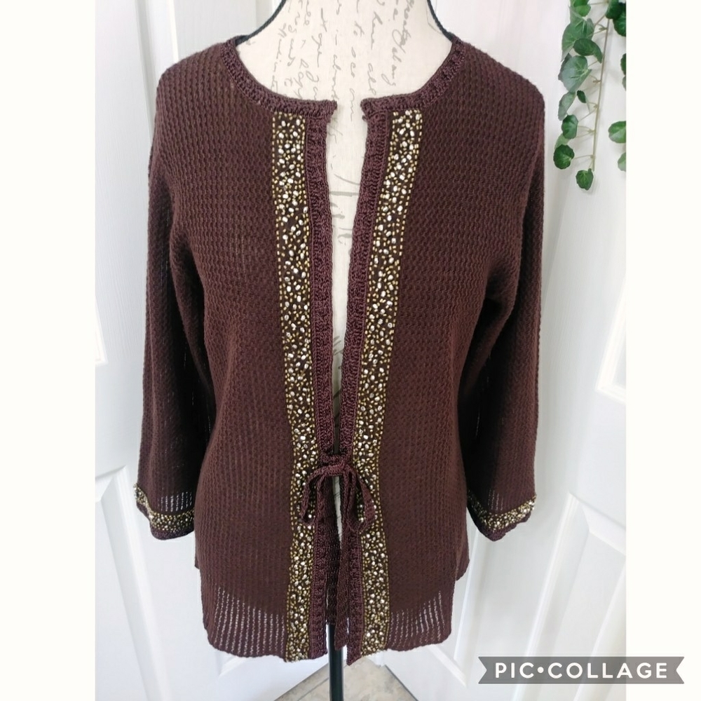 Coldwater Creek Brown Cardigan Sweater Size L